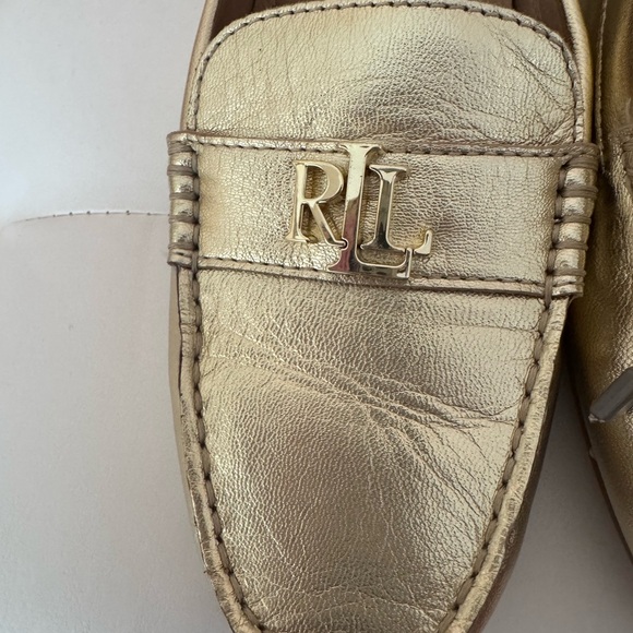 Ralph Lauren Gold Leather Women's Loafers. Leather. - Picture 5 of 5